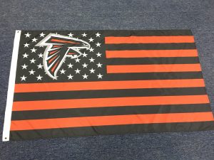 Custom made American flag with various team logos