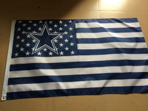 Custom made American flag with various team logos