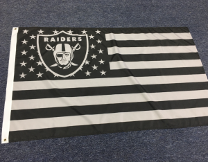 Custom made American flag with various team logos
